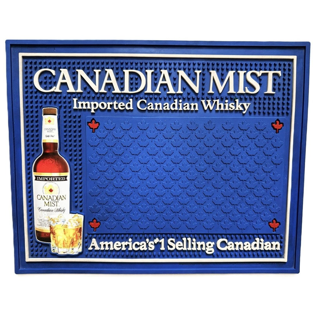 Vintage Canadian Mist Imported Canadian Whisky Large Rubber Bar Mat 12" x 16"